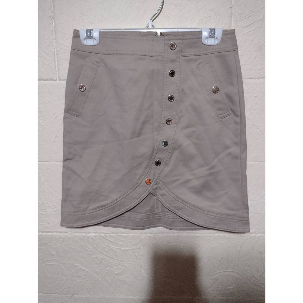 WHBM White House Black Market Size 2 Tan Button Up Skirt